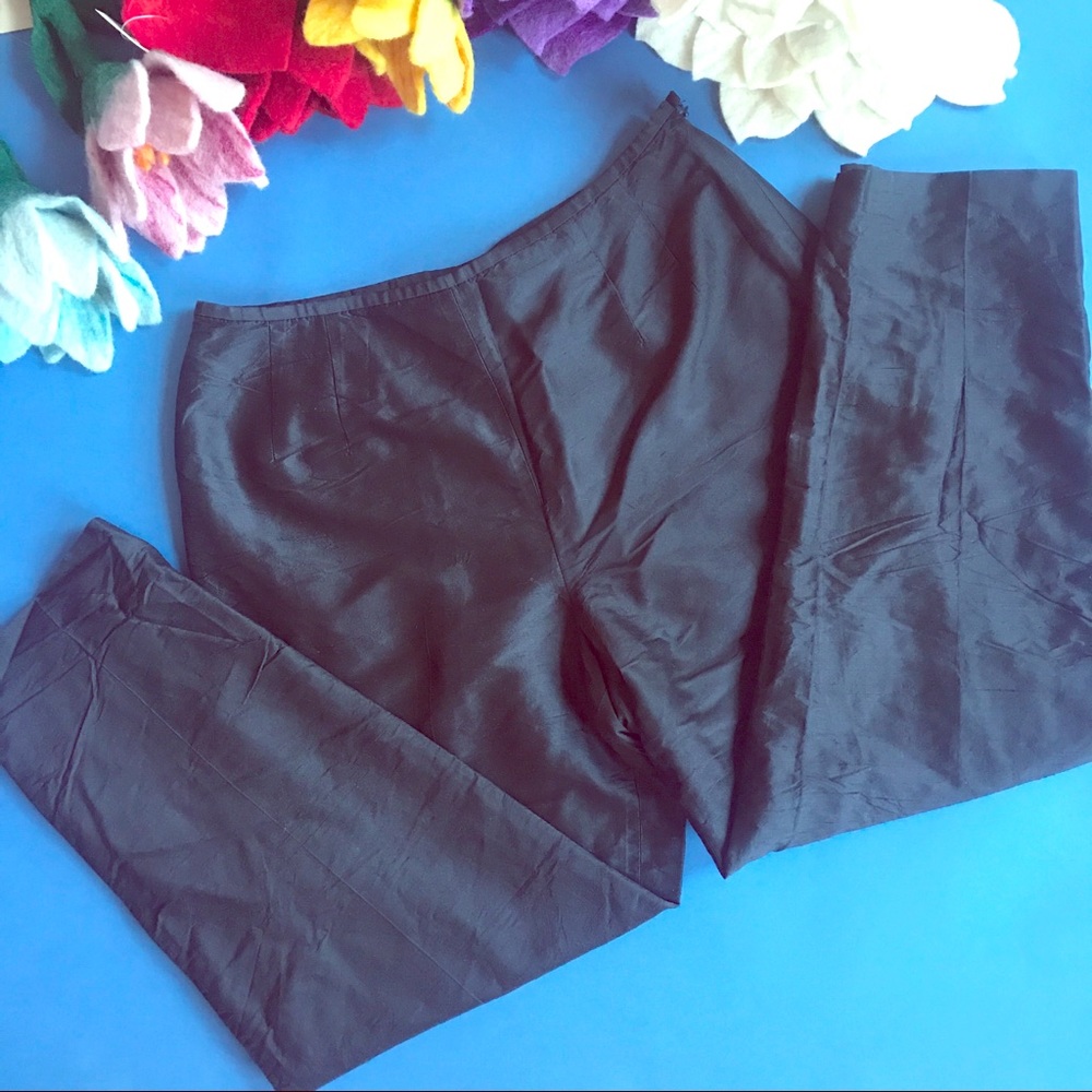 Vintage 90s pure silk black high waisted capris